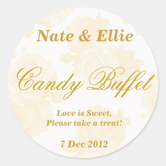 Goud  Roos Snoep Buffet Sticker (Voorkant)