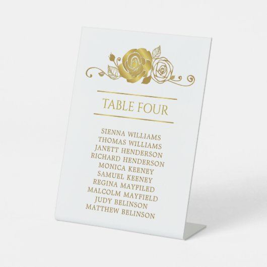 Goud Roos verlaat de Zitplaatstabel Nummers Reclamebord Met Voetstuk (Voorkant)