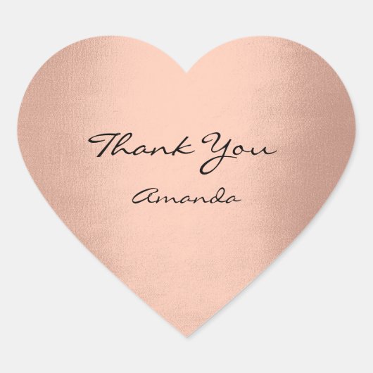 Goud Roos Zijde Schoonheid Naam Bruids Hart Dank u Hart Sticker (Voorkant)
