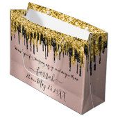 Goud Roos Zwart Drips Favor Bruids Grote Gift Bag Groot Cadeauzakje (Voorkant Gekanteld)