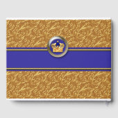 Goud & Royal Blauw Kroon Bruiloft Elegant Party Gastenboek (Achterkant)