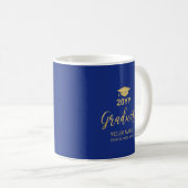 Goud & Royal Blue gepersonaliseerde Afstuderen ges Koffiemok (Voorkant rechts)