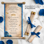Goud Royal Blue Quinceanera DIY Scroll uitnodiging<br><div class="desc">LET OP: Dit product is alleen een papieren uitnodiging. Het bevat GEEN deuvels of linten, die afzonderlijk door u kunnen worden toegevoegd om er een echte rol van te maken. Stuur me gerust een bericht als u extra bronnen wilt voor de deuvels, finials of linten die in het voorbeeld van...</div>