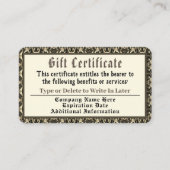 Goud Royalty-cadeaubon Visitekaartje (Voorkant)