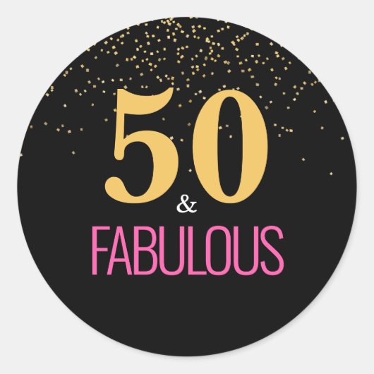 Goud Roze 50 & Fantastische Typografie Sticker (Voorkant)