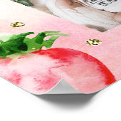 Goud Roze Aardbei Eerste Jaar Foto Collage Poster (Hoek)