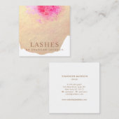 Goud Roze Abstract Waterverf Lash Extensions Vierkante Visitekaartje (Voorkant / Achterkant)