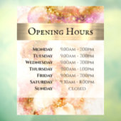 Goud Roze Aquarel Nep Folie Openingsuren Raamsticker (Vel 3)