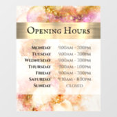 Goud Roze Aquarel Nep Folie Openingsuren Raamsticker (Vel)