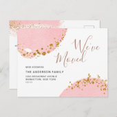 Goud Roze Aquarel Verhuisbericht Briefkaart (Voorkant / Achterkant)