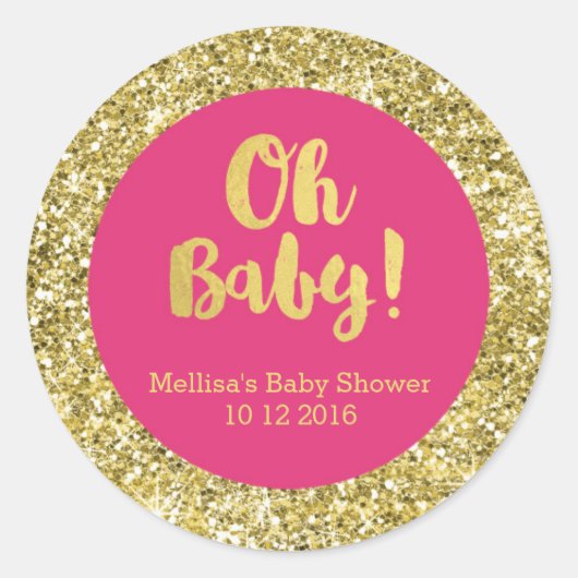 Goud Roze Baby shower Oh Baby Favoriet Sticker (Voorkant)