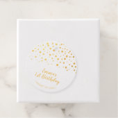 Goud & Roze Ballon, Confetti 1e Verjaardag Folie Bedankjes Labels (Met doos)