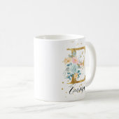 Goud roze blauw pasta's Waterverf Monogram E Koffiemok (Voorkant rechts)