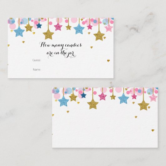 Goud roze blauw rimpel Hoeveel Snoepjes in de pot Informatiekaartje (Voorkant / Achterkant)