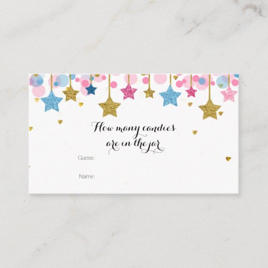 Goud roze blauw rimpel Hoeveel Snoepjes in de pot Informatiekaartje (Voorkant)