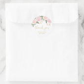 Goud Roze Bloemen Dank u Favor Ronde Sticker (Tas)