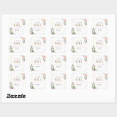 Goud Roze Bloemen Meisje Baby shower Lijst Vierkante Sticker (Vel)