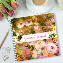 Goud roze bloemenboek waterverf boho gratitude jou