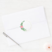 Goud Roze Bloemige Waterverf Elegant Ronde Sticker (Envelop)