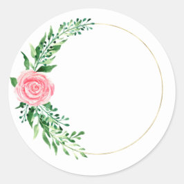 Goud Roze Bloemige Waterverf Elegant Ronde Sticker