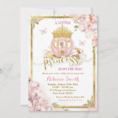 Goud Roze Blond Prinses Carriage Baby shower Kaart (Voorkant)