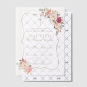 Goud Roze Blush Bloemen 1e Verjaardag Doop Vellum Uitnodigingen (Offset (Uitnodiging))