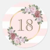 Goud Roze Blush Bloemen Custom Nummer Ronde Sticker (Voorkant)