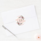 Goud Roze Blush Bloemen Custom Nummer Ronde Sticker (Envelop)