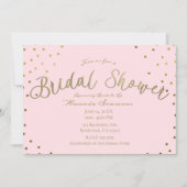Goud & Roze Blush Modern Glam Bruiloftsfeest Kaart (Voorkant)
