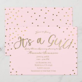 Goud & Roze Blush Modern It's a Girl Baby Shower Kaart