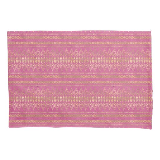 Goud & Roze Boheemse Eenhoorn Patroon Kussensloop (Voorkant)