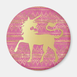 Goud & Roze Boheemse Patroon & Eenhoorn Magneet