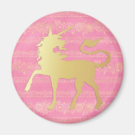 Goud & Roze Boheemse Patroon & Eenhoorn Magneet
