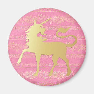 Goud & Roze Boheemse Patroon & Eenhoorn Magneet