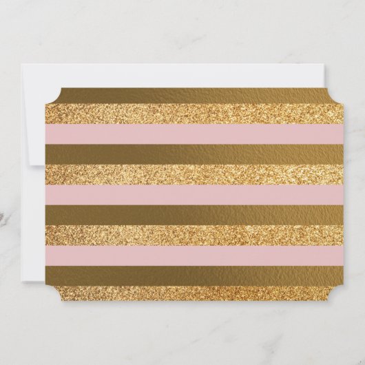 Goud & Roze Brunch & Bruisende Wijn Trouw Bruidsfe Kaart (Achterkant)