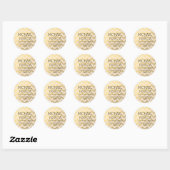 Goud Roze Chevron Gepersonaliseerd adres Ronde Sticker (Vel)