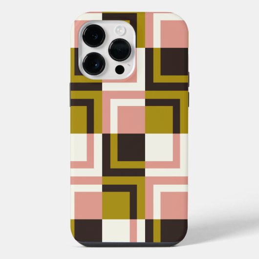 Goud Roze Chocolade Ivoor Geruit iPhone Hoesje (Achterkant)