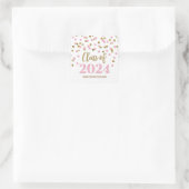 Goud Roze Confetti Afstuderen 2024 Vierkante Stick Vierkante Sticker (Tas)
