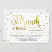 Goud & Roze Confetti Brunch & Bubbly Vrijgezellenf Kaart (Voorkant)