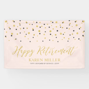 Goud & Roze Confetti   Gelukkig Pensioenfeest Spandoek