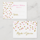 Goud Roze Confetti Tafel Plaats Instelling Kaarten Plaatskaartje (Voorkant / Achterkant)