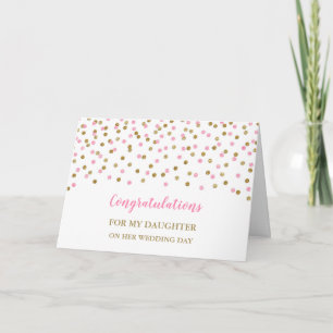 Goud Roze Dochter Bruiloft Dag Gefeliciteerd Kaart