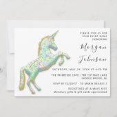 Goud Roze Eenhoorn Paard Wit Verjaardag Baby showe Kaart (Voorkant)