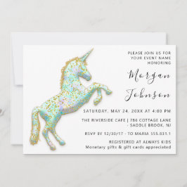 Goud Roze Eenhoorn Paard Wit Verjaardag Baby showe Kaart