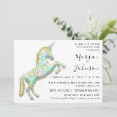 Goud Roze Eenhoorn Paard Wit Verjaardag Baby showe Kaart (Staand voorkant)