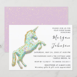 Goud Roze Eenhoorn Paard Wit Verjaardag Baby showe Kaart