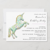 Goud Roze Eenhoorn Paard Wit Verjaardag Baby showe Kaart (Voorkant)