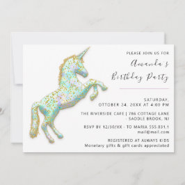 Goud Roze Eenhoorn Paard Wit Verjaardag Baby showe Kaart