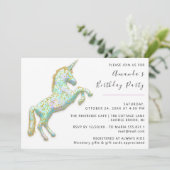 Goud Roze Eenhoorn Paard Wit Verjaardag Baby showe Kaart (Staand voorkant)