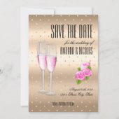 Goud roze elegante champagne Save The Date Huwelij Kaart (Voorkant)